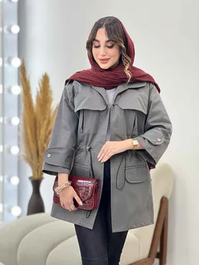 بارانی کمرگت چهارجیب پیله