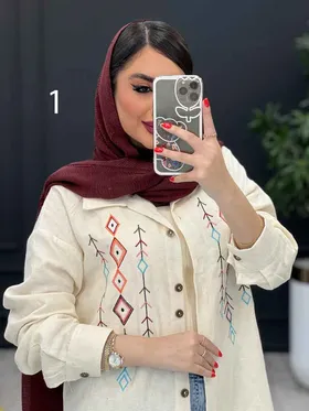 مانتو شومیزی دودکمه جلو گلدوزی