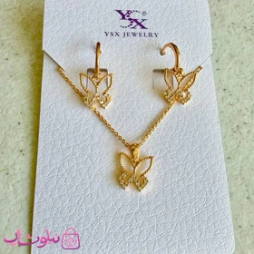 نیم ست زنانه ysx طرح پروانه طلایی رنگ کد 5991