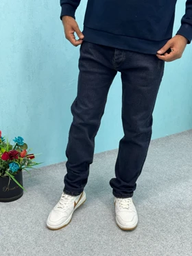 شلوار جین راسته مردانه رنگ نوک مدادی مخصوص افراد کلاسیک پوش / بدون زاپ