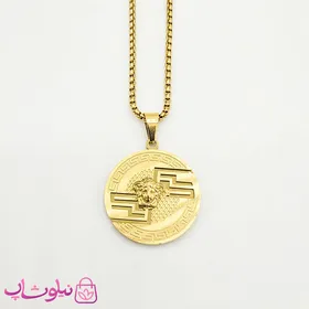 گردنبند پسرانه طرح ورساچه طلایی با پلاک دایره