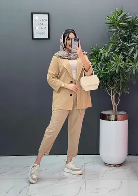 مانتو شلوار ست لینن دو دکمه