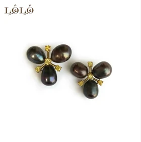گوشواره نقره مروارید سیاه