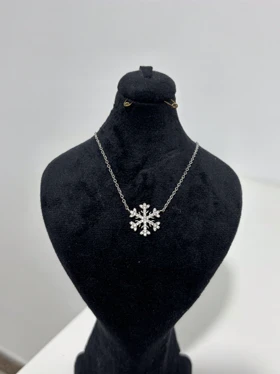 گردنبند نقره زنانه پلاک دانه برف 986