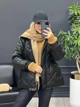 کاپشن لوزی دوزی بغل سه دکمه