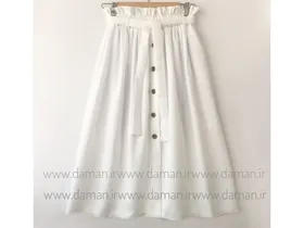 دامن جلو دکمه سفید قد 75
