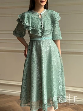 پیراهن تمام دانتل کمربنددار