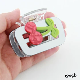 کلیپس دخترانه مدل گیلاس مربعی (طوسی)