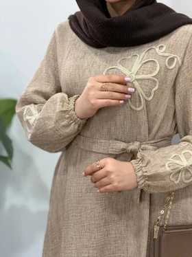 پیراهن مانتویی لینن زارا فرناز