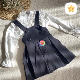 شومیز دامن دخترانه پیش بندی 4 دکمه 1 تا 8 سال