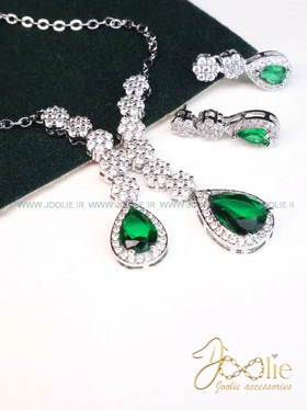 نیم ست جواهری زنانه کد S5108 (سبز)
