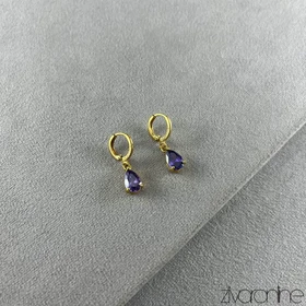 گوشواره زنانه ژوپینگ نگین بنفش 20407