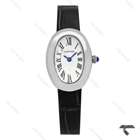 ساعت کارتیر Baignoire زنانه سیلور بند چرم مشکی Cartier-9848-L