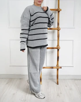 ست پاییزه بلوز شلوار بافت 2051