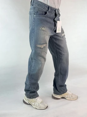 شلوار نیم بگ مردانه آبی زاپ‌دار 83