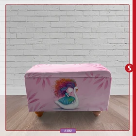 صندوق اسباب بازی چوبی اتاق کودک برند مینوریا طرح دخترانه کد p-496