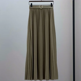 دامن پلیسه کمربند دار (خاکی)