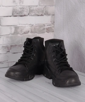 نیم بوت مشکی چرم و ساده 3051