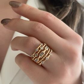 انگشتر چند لاین نگین‌دار ژوپینگ