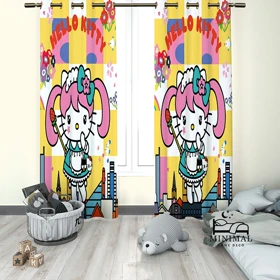 پرده کودک طرح گربه فانتزی مدل W5093