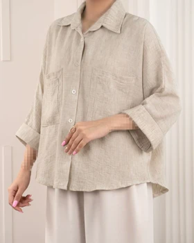 شومیز لینن زارا کرم کد 29904