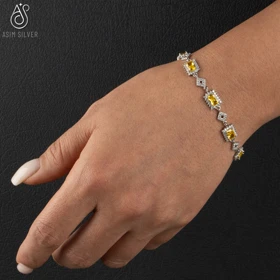 دستبند نقره ایتالیایی (زرد)