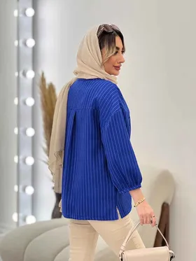 مانتو راه راه دو جیب آستین پیله