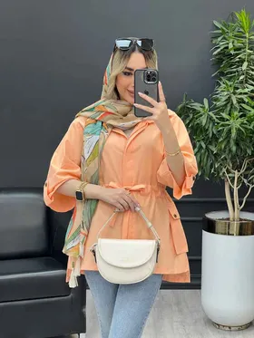 مانتو لینن دکمه مخفی دو جیب