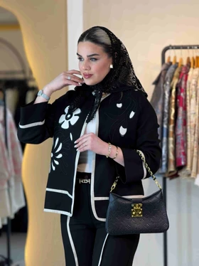 کت و شلوار گلدوزی مشکی 200107