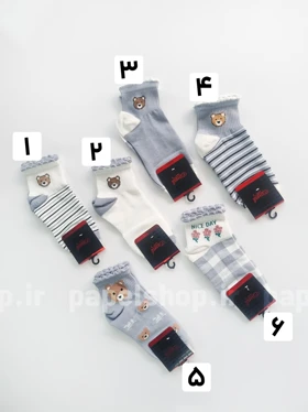 جوراب نیم ساق نخ پنبه طرح خرس و گل