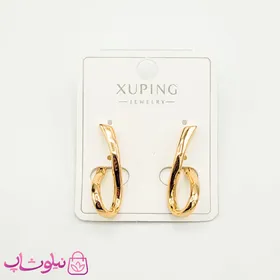 گوشواره زنانه ژوپینگ طلایی طرح خمیده