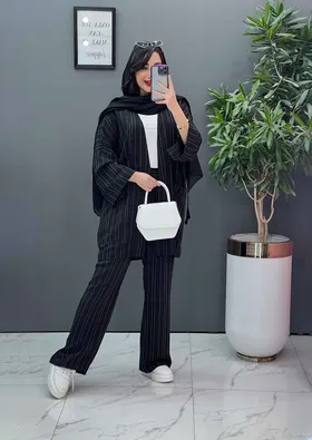 ست مانتو و شلوار راه راه