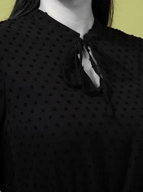 پیراهن زنانه مجلسی آستین بلند چین‌دار حریر پرنسا