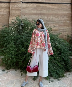 شومیز سوزن دوزی تک‌رنگ پولک
