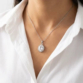 گردنبند جواهری زنانه استیل طرح شعله عشق