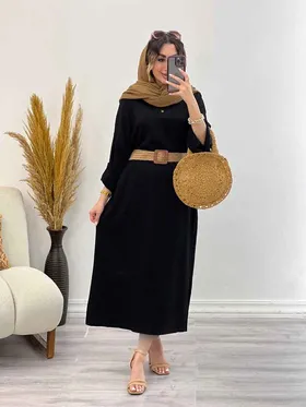 پیراهن بلند دو دکمه آستین پاگن