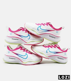 کفش کتانی زنانه سفید صورتی آبی NIKE zoom x smiley