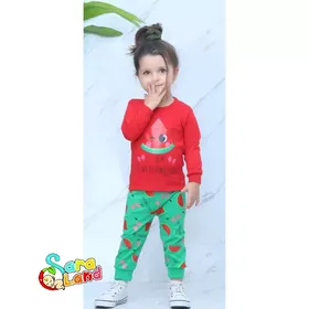 بلوز و شلوار یلدایی نوزاد طرح هندوانه پاپیون