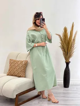پیراهن بلند کمرگت پایین چاک