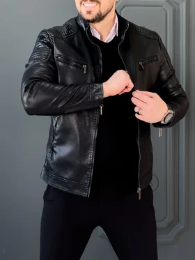 کت چرم 6202 مشکی