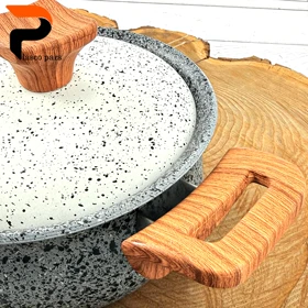 قابلمه 16 دسته چوبی گرانیتی طوسی سفید هاناتک