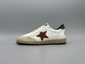 کتانی گلدن گوس بال استار چرم شیری خرمایی نفتی/Golden Goose Ball star