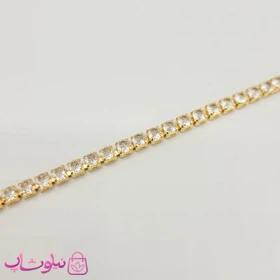 گردنبند دخترانه تنیسی طلایی رنگ نگین مربع سفید 45 سانت کد 2598