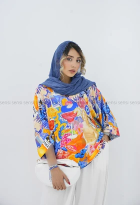 شومیز نخی چاپی طرح دار