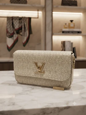 کیف زنانه دوشی صندوقی LV کد 20091 گالری روژانو قسطی (کرم تیره)