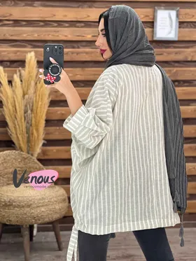 مانتو پانچ راه راه پایین گت