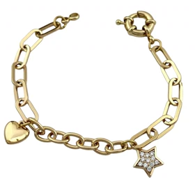 دستبند زنانه طرح تیفانی با آویز قلب و ستاره ژوپینگ