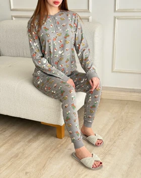 ست بلوز شلوار نخی طرحدار رها کد SN-9003