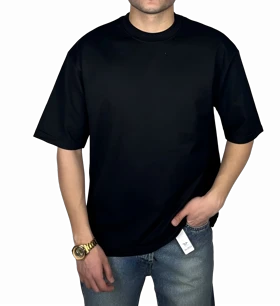 تیشرت آستین کوتاه مشکی ساده پارچه ماکان