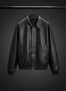 جکت چرم مشکی مات مدل باکسی لش فوق‌العاده شیک و با کیفیت ترند 2026 کد j2